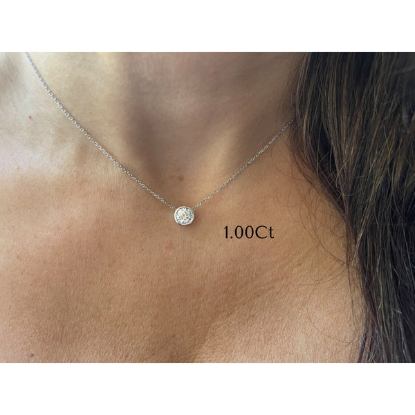 25 Round Diamond Solitaire Pendant Necklace 14k White or