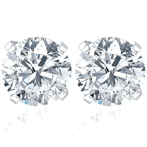 4 CT Diamond Studs 14k White Gold