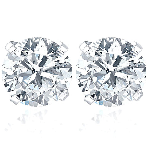 1 1/10Ct TW Round Real Diamond Studs 14K White Gold Earrings