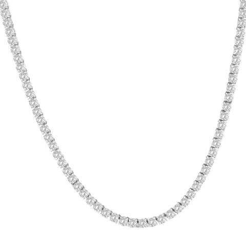 16"  18Ct TW Round Cut Natural Diamond Tennis Necklace 14K White Gold