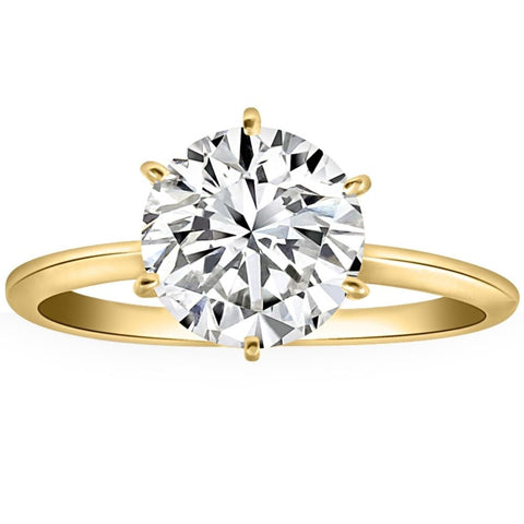 Certified 2 1/2CT Lab Grown Diamond Solitaire Thin Engagement Ring 14k Yellow Gold
