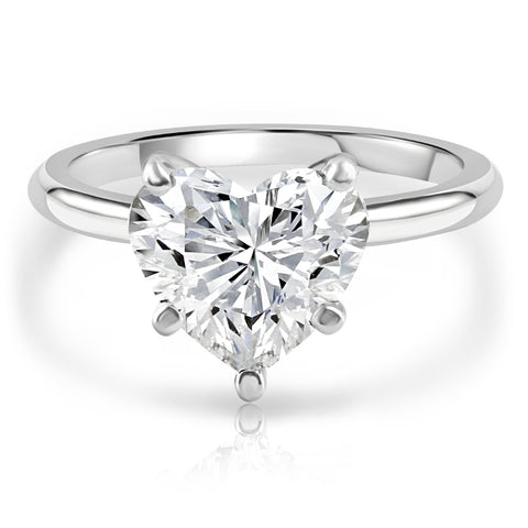 3.05Ct White Gold Certified Lab Grown Heart Cut Diamond Engagement Ring (G/VS2)