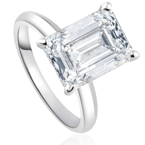 Platinum Certified 8.40Ct H/VS1 Emerald Cut Diamond Engagement Ring Lab Grown