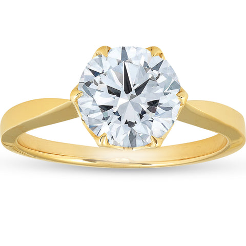 G/SI 1.55Ct Round Diamond Solitaire Engagement Ring 14k Yellow Gold Lab Gronw