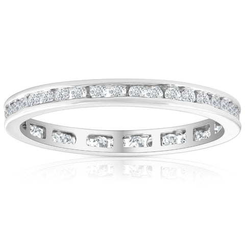 1/2 ctw Round Cut Real Diamond Ladies Eternity Wedding Ring 10k White Gold Band