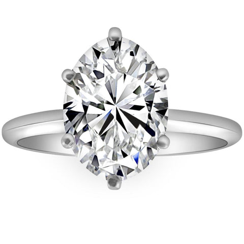 H/VS 3Ct Certified Platinum Solitaire Oval Lab Grown Diamond Engagement Ring