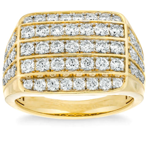 3Ct Wide Diamond Men's Ring 14k White or Yellow Gold Lab Grown