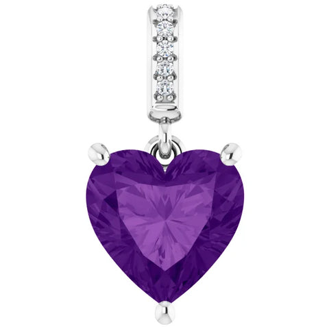9mm Amethyst Women's Heart Pendant in 14k Gold Solitaire Necklace 6mm Tall