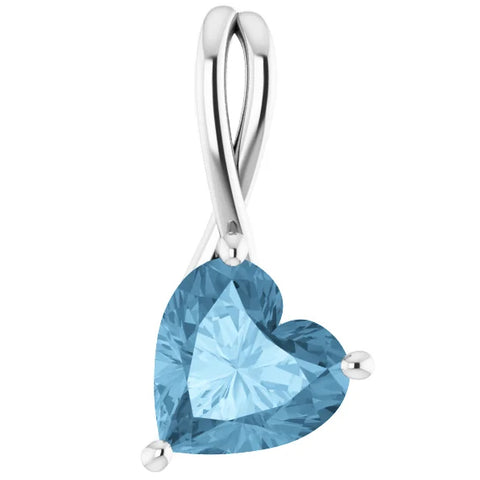 2ct Blue Topaz Women's Heart Pendant in 14k Gold Necklace 6mm Tall