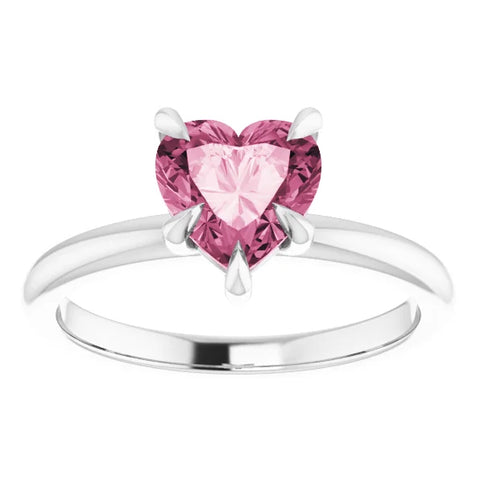 7mm  Pink Topaz Women's Heart Ring in 14k Gold 7mm Tall