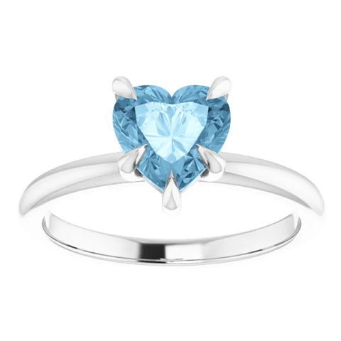 7mm  Blue Topaz Women's Heart Ring in 14k Gold 7mm Tall