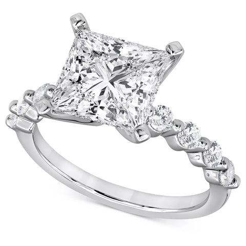 VS 3Ct Princess Cut Diamond Engagement Ring 14k White Gold Lab Grown