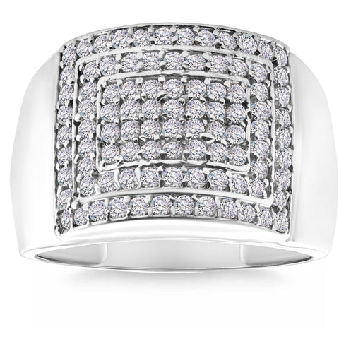 1 1/2Ct TW Men's Wide Diamond Pave Ring in 10k White or Yellow Gold