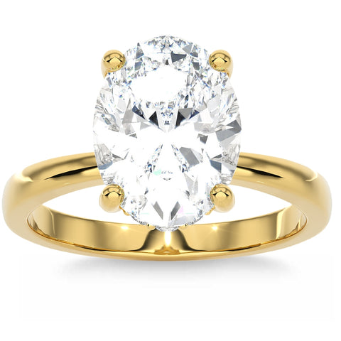 Certified 3.10Ct Oval Diamond Side Halo Engagement Ring in 14k Gold (G-H/SI1-2)