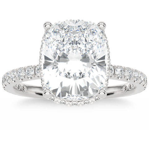 Certified 4.50Ct Cushion Diamond Engagement Ring Side Halo 14k Lab Grown (G/SI1)