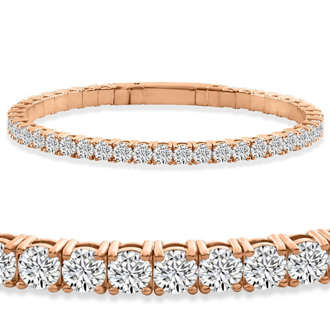 10Ct TW Diamond Flexible Tennis Bracelet Bangle 14k Gold Lab Grown