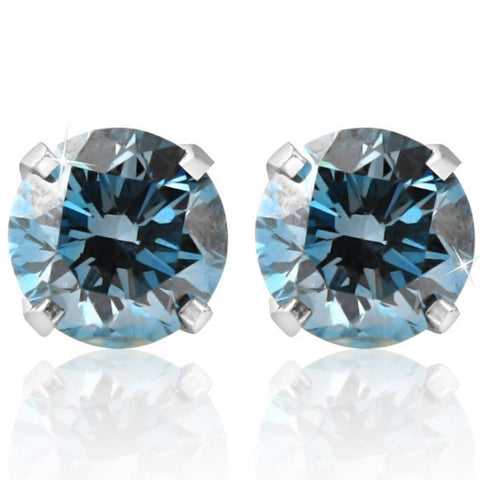 1/2 - 4 Ct Blue Diamond Studs in 14k Gold Lab Grown Women's Earrings
