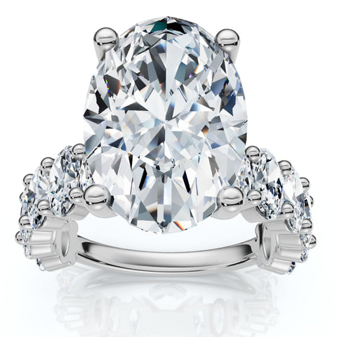 Certified 6Ct Oval Diamond Engagement Ring 14k Gold Lab Grown