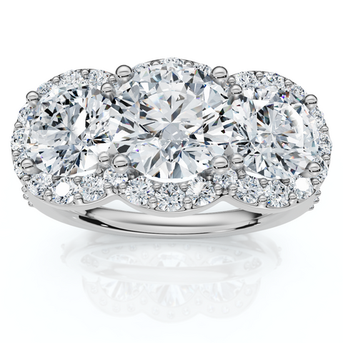 Certified 3 3/4Ct Three Stone Diamond Engagement Ring 14k Gold Lab Grown