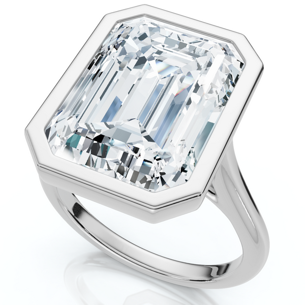XGX2ZNHATZFSBCH2SOJKVIOIBM.jpg  NEW DIANA M JEWELS 10.00 ct emerald-cut lab-grown diamond bezel solitaire ring i display picture 1