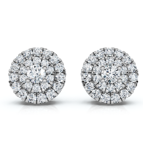 5/8Ct Double Halo Women's Diamond Earrings 14k Gold Lab Grown