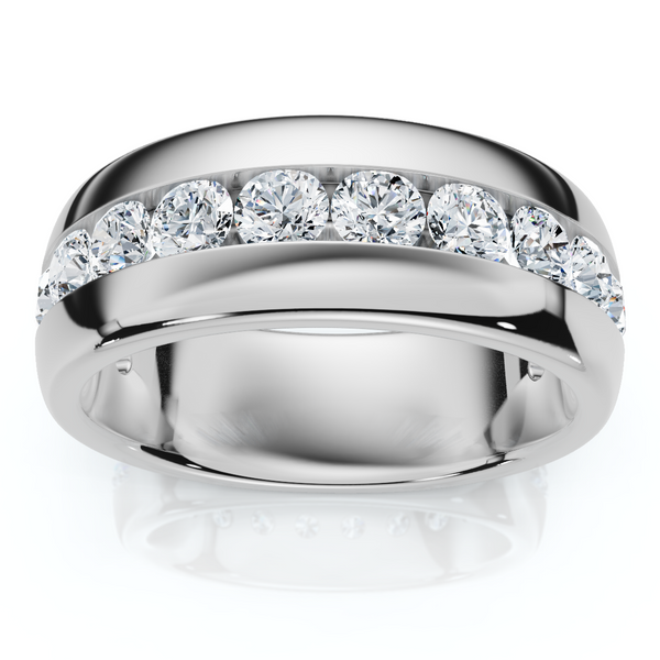 Men's Diamond Eternity Ring – 1 1/10ct Round Diamonds, Channel Set In 14K White Gold | Wedding Band, Anniversary Gift - View #7