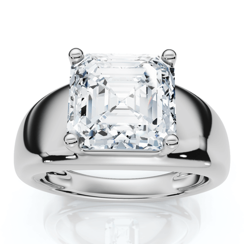Certified 3Ct Asscher Cut Solitaire Cigar Band 14k Gold or Platinum Lab Grown