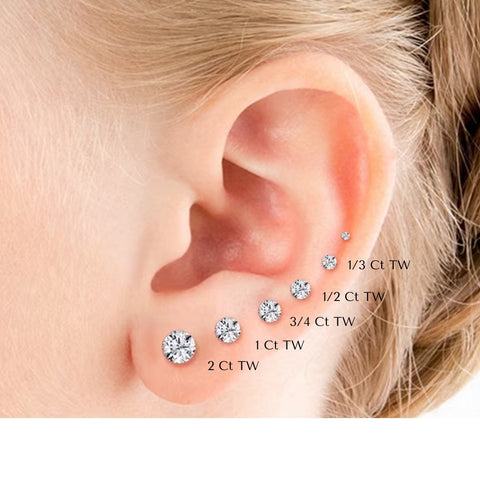 1/3 - 2 Ct TDW Diamond Screw Back Studs in 14k Gold Women's Earrings Lab Grown