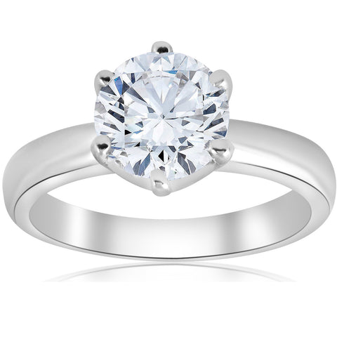 1 1/2ct Round Diamond Solitaire Engagement Ring Enhanced 6-Prong 14k White Gold