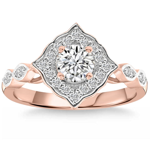 Certified .83 Ct G/VVS2 Accent Designer Diamond Ring Rose Gold Lab Grown