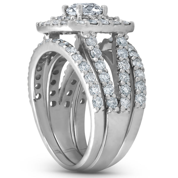 ct Diamond Engagement Wedding Cushion Halo Ring Set 14k White