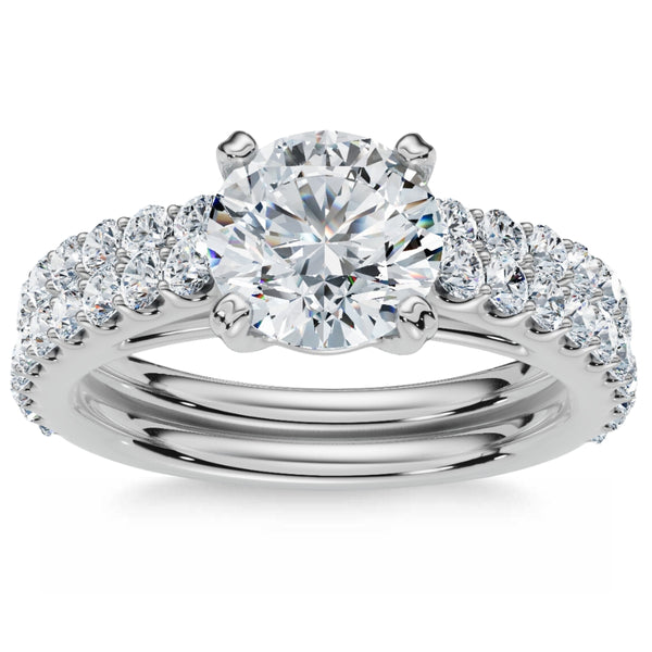 Circa Halo Pave Bridal Set Round Diamond Engagement Wedding  BRIDAL ENGAGEMENT RING WEDDING RING GG2 display picture 1