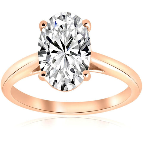 VS 2ct Oval Cut Diamond Solitaire Engagement Ring 14k Rose Gold Lab Grown
