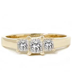 1ct Three Stone Diamond Ring 14K Yellow Gold