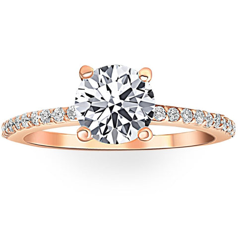 H/VS2 Rose Gold 1 3/4ct Diamond Engagement Ring Solitaire 14k Lab Grown