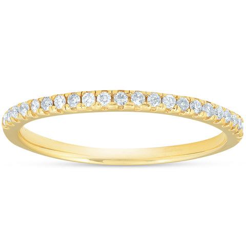 1/5Ct Lab Grown Diamond Wedding Ring Womens Stackable Band 10k Yellow Gold