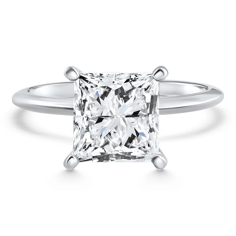 Certified 3.05Ct Natural Princess Cut Diamond Engagement Solitaire Ring Platinum