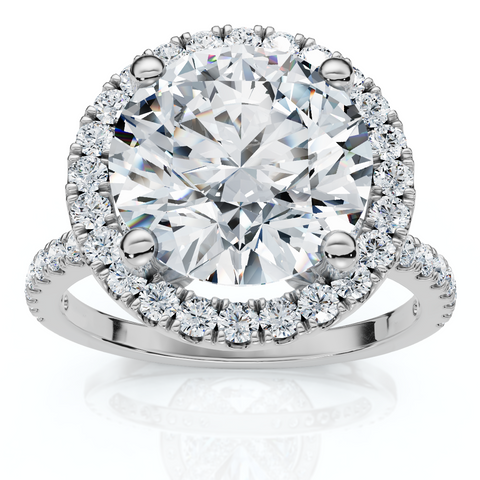 VS 3 1/2Ct Diamond Halo Lab Grown Engagement Ring in White, Yellow or Rose Gold