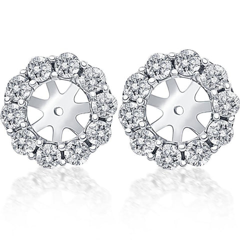 14K White Gold 1 1/2 Ct. Diamond Studs Earring Jackets (9mm) Lab Grown
