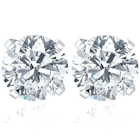 Certified 1Ct TW Round (D/E,VS) Diamond Studs 14k Gold Lab Grown