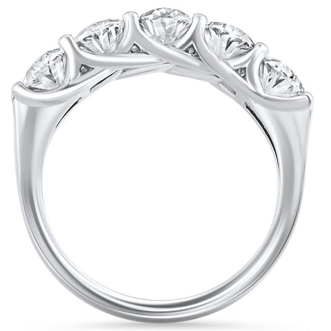 3Ct Oval Shape Diamond Five Stone Wedding Ring 14k Gold Lab Grown