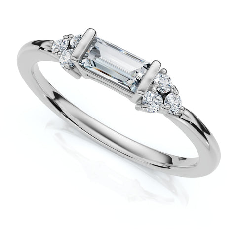 Emerald Diamond Stackable Wedding Ring Women Anniversary Band 14k Gold Lab Grown