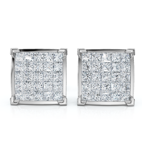 1 Ct Diamond Princess Cut Screw Back Studs Womens Earrings 10k White Gold