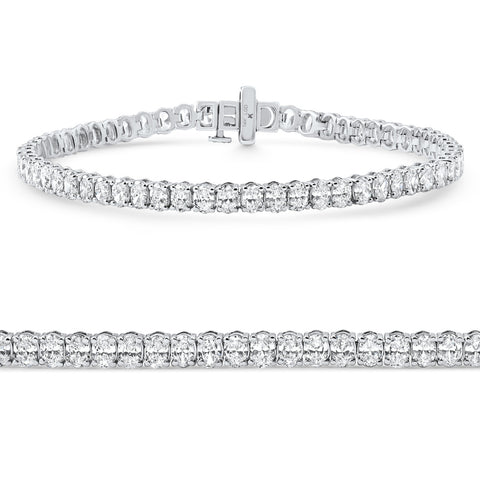 6Ct Oval Cut Diamond Tennis Bracelet 14k White Gold Lab Grown 7"