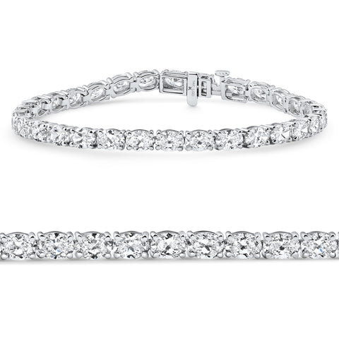 10.75Ct Oval Cut Diamond Tennis Bracelet 7" 14k White Gold Lab Grown