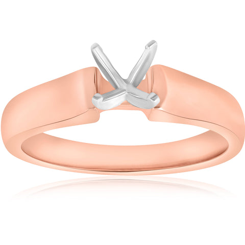 14K Rose Gold Solitaire Ring Engagement Setting Mounting Cathedral Solid