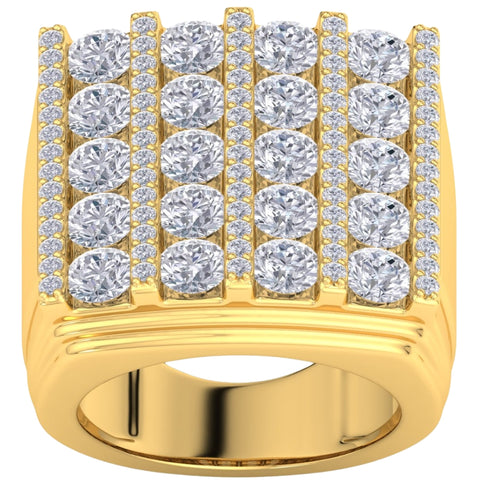7Ct Diamond Ring Mens Round Flashy Polished Wedding Band in White or Yellow Gold