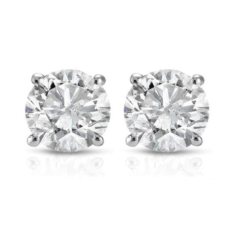 1 Ct TDW Round Cut 14K White or Yellow Gold Diamond Studs Earrings IGI Certified