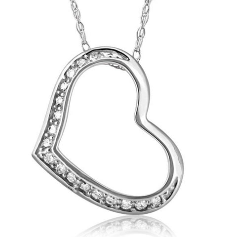 1/5Ct Diamond Heart Pendant in White, Yellow, or Rose Gold