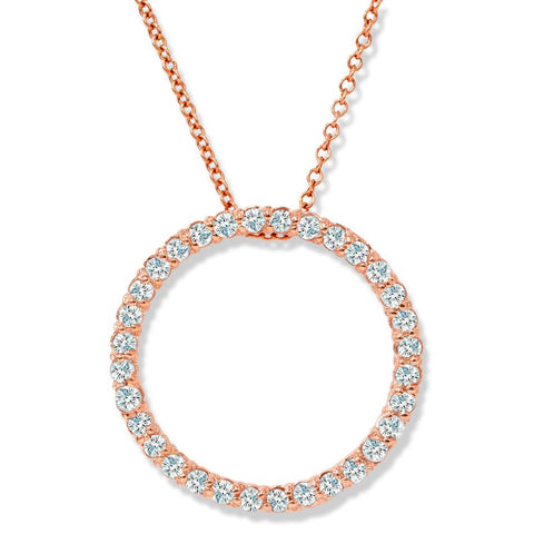 1/2ct Circle Natural Diamond Pendant 14K Rose Gold